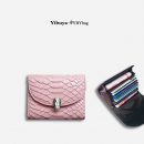 【鱷魚紋牛皮短夾】【個性蛇頭搭釦】個性時尚高檔真皮鱷魚紋理小巧多卡位錢包皮夾短夾