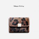 【馬皮毛一體豹紋短夾】【多卡位帶零錢位】真皮輕奢豹紋馬毛皮毛一體小巧女錢包皮夾短夾