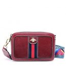 正韓版型高檔油蠟牛皮寬肩帶條紋蜜蜂小方包真皮女包側背斜背包