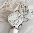 小圓包可愛韓版菱格鉚釘女包小圓包手提側背斜背包