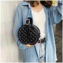 小圓包可愛韓版菱格鉚釘女包小圓包手提側背斜背包