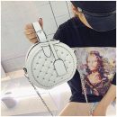 小圓包可愛韓版菱格鉚釘女包小圓包手提側背斜背包