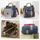 蘇格蘭格紋水桶包知性氣質大容量舒適手提斜背側背包