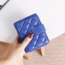 【羊皮菱格超薄短夾】高檔柔軟羊皮菱格車縫線純色精緻小巧折疊女錢包皮夾短夾