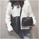 子母包水桶包純色大包包女新款個性百搭子母包水桶包休閑斜背側背包