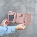 【正韓設計撞色短夾】正韓版型百搭時尚純色撞色清新女錢包皮夾短夾