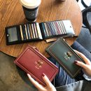 【真皮超薄歐式長夾】【多卡位大容量】高檔真皮超薄歐式復古設計蜜蜂配飾大容量錢包皮夾長夾