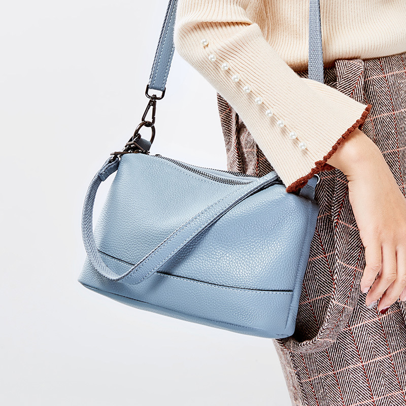 頭層牛皮氣質百搭舒適女包手工縫線OL氣質斜背側背包