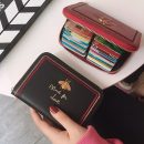 【文藝真皮牛皮短夾】【小巧多卡位防盜刷】高檔牛皮文藝清新純色車縫線防盜刷拉鏈女錢包皮夾短夾