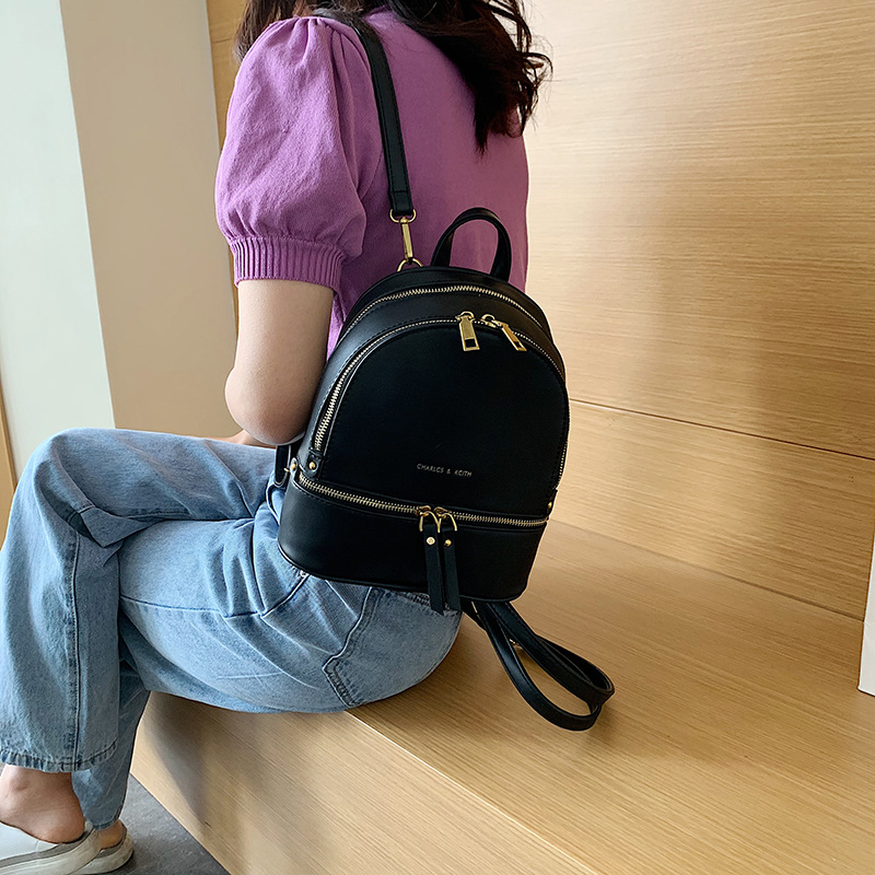 後背包女韓版簡約純色百搭旅行後背包小背包