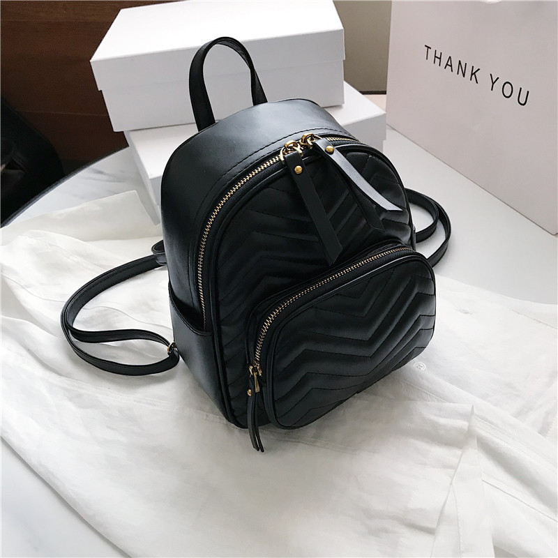 後背包女2020新款經典菱格休閑百搭學院風手提後背包