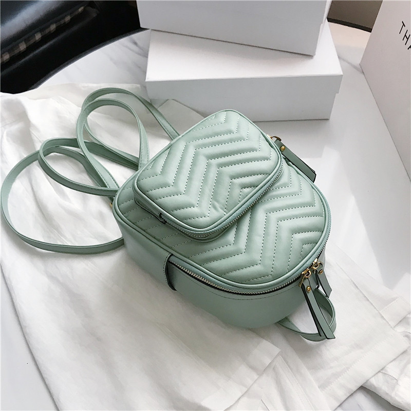 後背包女2020新款經典菱格休閑百搭學院風手提後背包