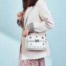 頂級頭層牛皮菱格貴婦女包小方包鉚釘鏈條側背包斜背包