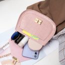 韓版純色時尚壓花女包馬鞍包鏈條側背斜背包