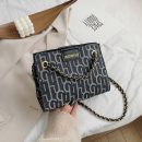 韩版百搭大容量帆布鏈條方包女包链条斜背侧背包