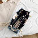 韩版百搭大容量帆布鏈條方包女包链条斜背侧背包