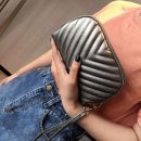 韓版純色百搭時尚車縫線女錢包皮夾中長夾手拿包