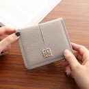 【荔枝紋超薄短夾】簡約韓版純色荔枝紋超薄兩折女錢包皮夾短夾