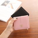 【荔枝紋超薄短夾】簡約韓版純色荔枝紋超薄兩折女錢包皮夾短夾