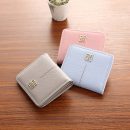 【荔枝紋超薄短夾】簡約韓版純色荔枝紋超薄兩折女錢包皮夾短夾