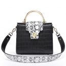 頂級鱷魚紋配蟒紋牛皮名媛凱莉包女包硬把手提斜背側背包