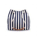 深藍條紋海風女包清新簡約帆布包帶手提斜背側背包