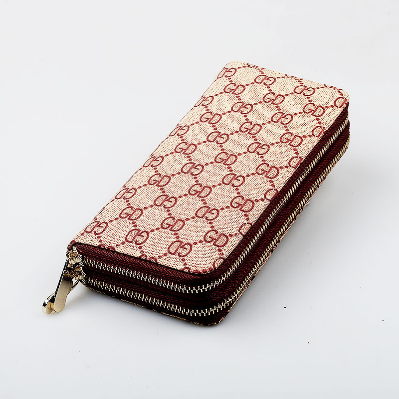 【雙拉鏈長夾】【多功能大容量】經典雙拉鏈印花多功能大容量簡約錢包皮夾長夾