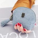 【復古流蘇零錢包小錢包】韓版純色復古質感流蘇實用零錢包硬幣包手拿包