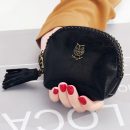 【復古流蘇零錢包小錢包】韓版純色復古質感流蘇實用零錢包硬幣包手拿包