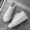 日系純色超百搭隱形6cm厚底帆布鞋百搭小白鞋女厚底板鞋休閒運動鞋小白鞋