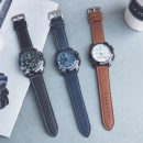 個性大錶盤金屬錶殼皮帶運動軍風街頭復古手錶男錶