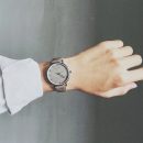 【日系原宿拼色錶盤】【牛仔紋理皮帶】日系原宿復古拼色錶盤紋理皮錶帶低調個性男士石英紳士手錶