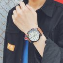 個性大錶盤金屬錶殼皮帶運動軍風街頭復古手錶男錶