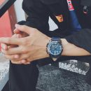 個性大錶盤金屬錶殼皮帶運動軍風街頭復古手錶男錶