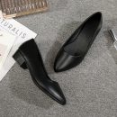 OL氣質純色黑色3cm舒適粗跟工作鞋軟底職業上班鞋舒適女鞋小黑跟鞋