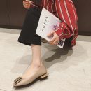 正韓版型純色粗跟中跟淺口瑪麗珍鞋秋季新款大碼女跟鞋豆豆鞋