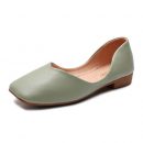日系純色淺口單鞋女平底時尚豆豆鞋方頭懶人鞋女鞋
