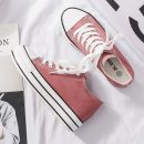 純色百搭6cm內增高厚底帆布鞋舒適透氣減齡女鞋韓版小白鞋