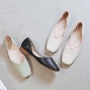 日系純色淺口單鞋女平底時尚豆豆鞋方頭懶人鞋女鞋