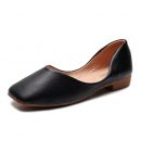 日系純色淺口單鞋女平底時尚豆豆鞋方頭懶人鞋女鞋