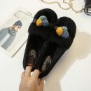 韓版可愛兔毛加絨加厚豆豆鞋女可外穿保暖單舒適平底秋冬軟底樂福鞋女鞋