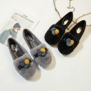 韓版可愛兔毛加絨加厚豆豆鞋女可外穿保暖單舒適平底秋冬軟底樂福鞋女鞋