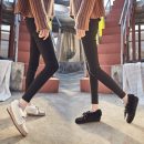 磨砂真皮安哥拉兔毛蝴蝶結豆豆鞋秋冬新款網紅仙女鞋兔毛平底毛毛鞋樂福鞋