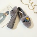 韓版可愛兔毛加絨加厚豆豆鞋女可外穿保暖單舒適平底秋冬軟底樂福鞋女鞋