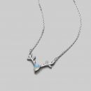S925純銀項鍊月光石一鹿有你吊墜女鎖骨鏈森系女項鍊