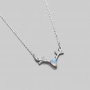 S925純銀項鍊月光石一鹿有你吊墜女鎖骨鏈森系女項鍊