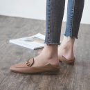 頭層小牛皮真皮英倫氣質平底女休閑百搭樂福鞋懶人鞋豆豆鞋