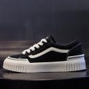 小牛皮真皮休閑餅乾鞋女2020秋冬時尚新款黑色平底網紅韓版百搭女運動鞋