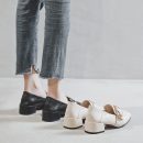 英倫氣質純色超纖皮紋粗跟百搭女鞋高跟小皮鞋女複古跟鞋樂福鞋