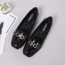 韓版舒適OL氣質豆豆鞋純色漆皮方頭淺口平底鞋通勤上班逛街女鞋